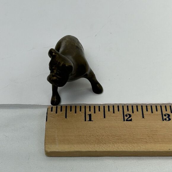 Vintage Solid Brass Sitting Bulldog Figurine 1 5/8” Tall 2 1/4” Long - Picture 9 of 11
